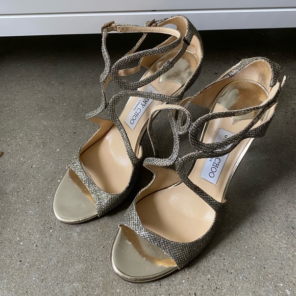 Jimmy choo lang golden glitter sandals heels - Picture 3 of 8